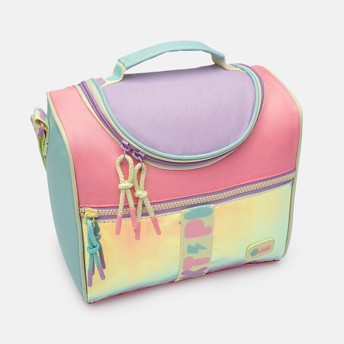 Lancheira Térmica Infantil Feminina Holográfica Color Block Puket