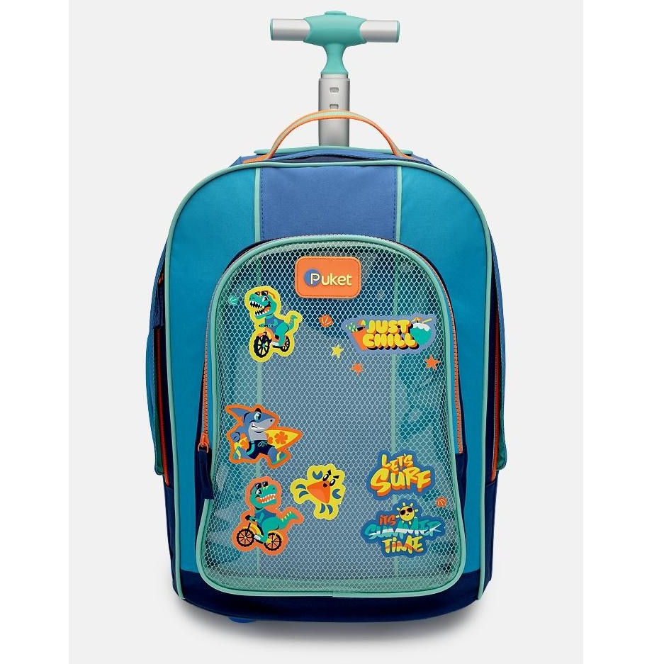 Mochila com Rodinha Escolar Menino Infantil Azul Color Block Puket