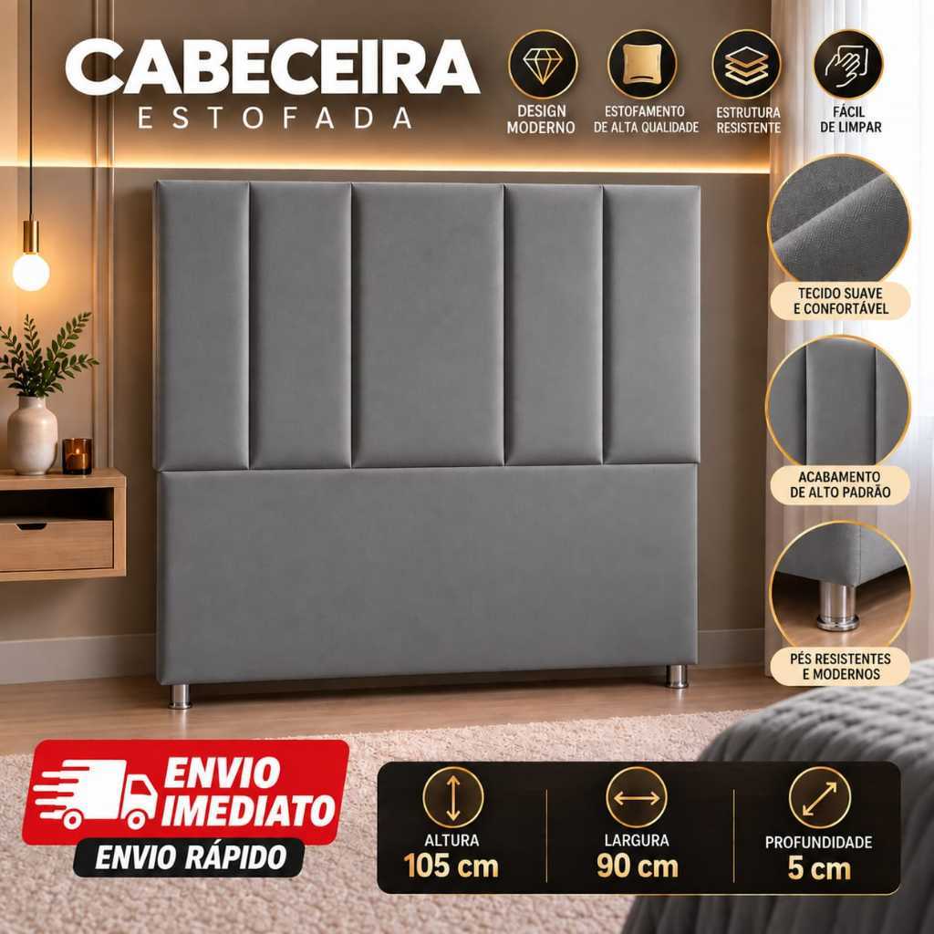 Cabeceira Pro JMB Decor Estofada 105cm Design Moderno Tecido Macio Estrutura Resistente