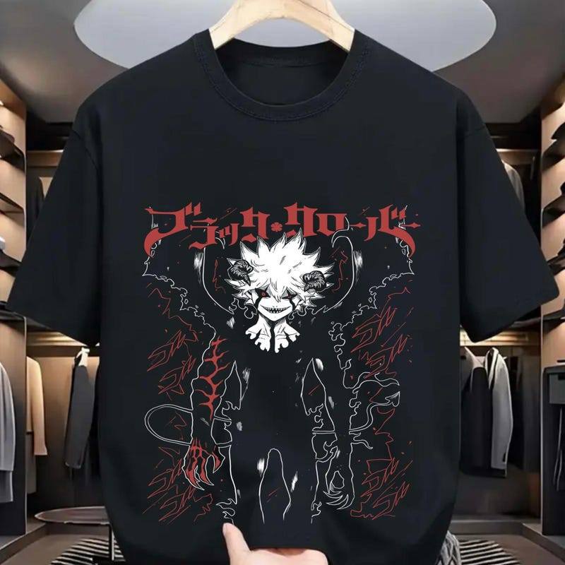 Camiseta Unissex Premium De Algodão Estilo Anime Black Clover Cor Preta Confortável Para Uso Casual E Eventos De Fãs