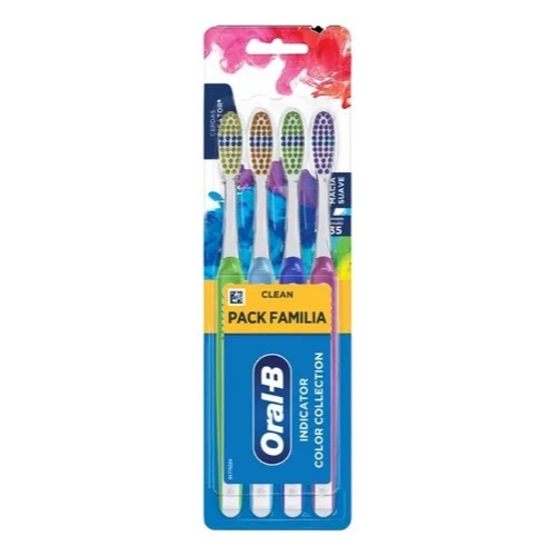 Kit 4 Escovas De Dente Oral-B Indicator Color Collection Nº35