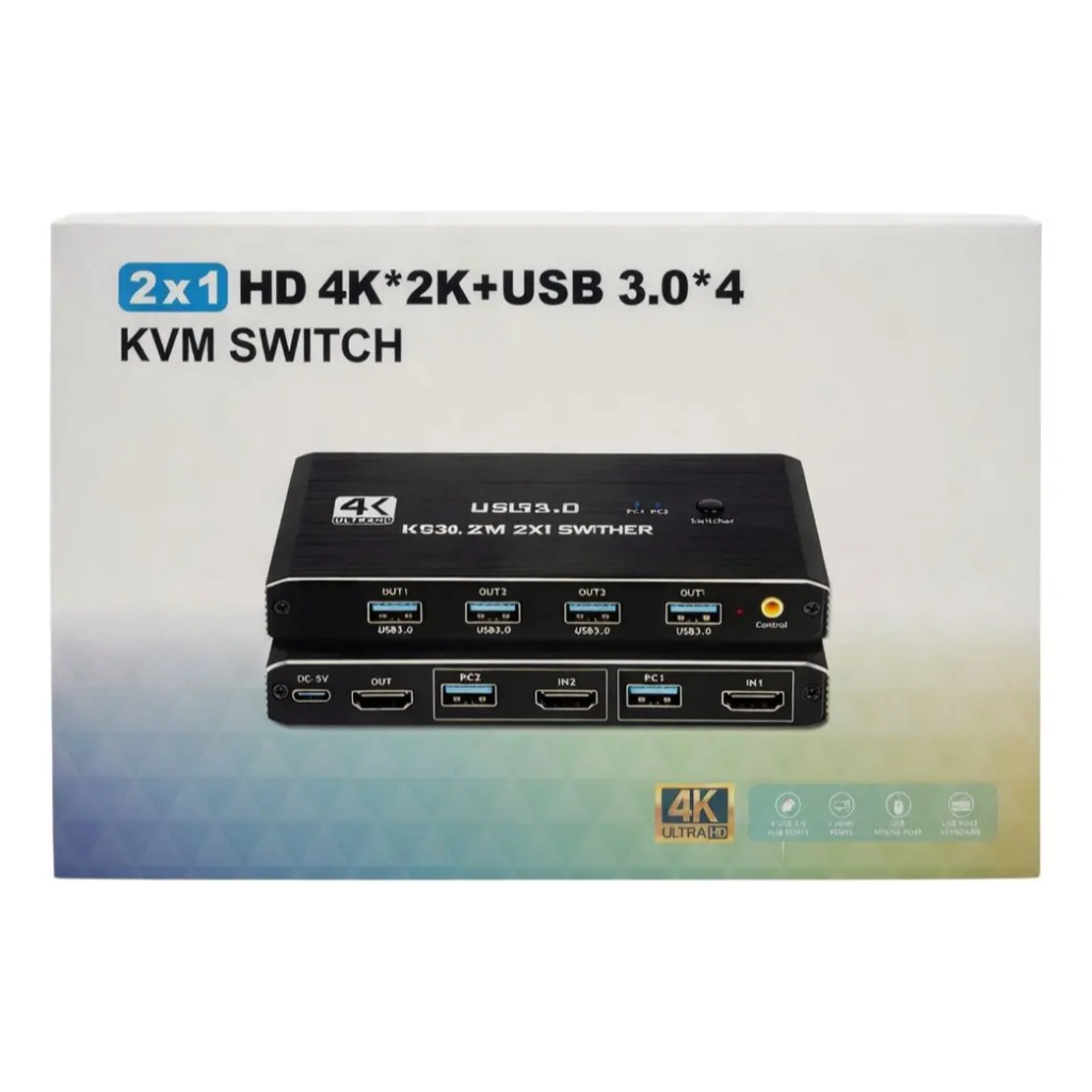 Kvm Hdmi 2x1 4k 60hz Usb 3.0 Switch 2 Pcs 1 Monitor