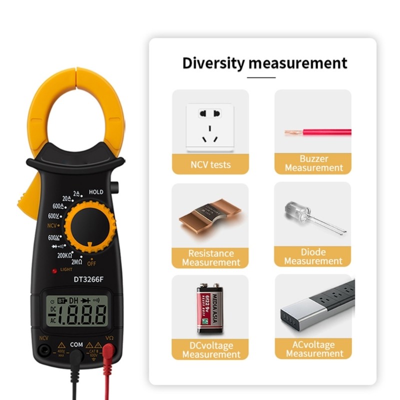 STE DT-3266F Digital Amper Clamp Meter Multímetro Medidor De Braçadeira Elétrica Leve