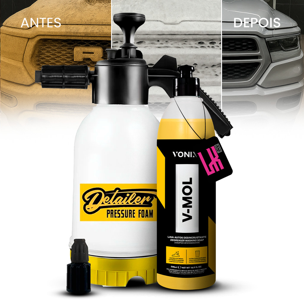 Kit Lava Carro Moto Pulverizador Snow Foam 2l Shampoo V Mol Desengraxante Pre Lavagem Tira Barro