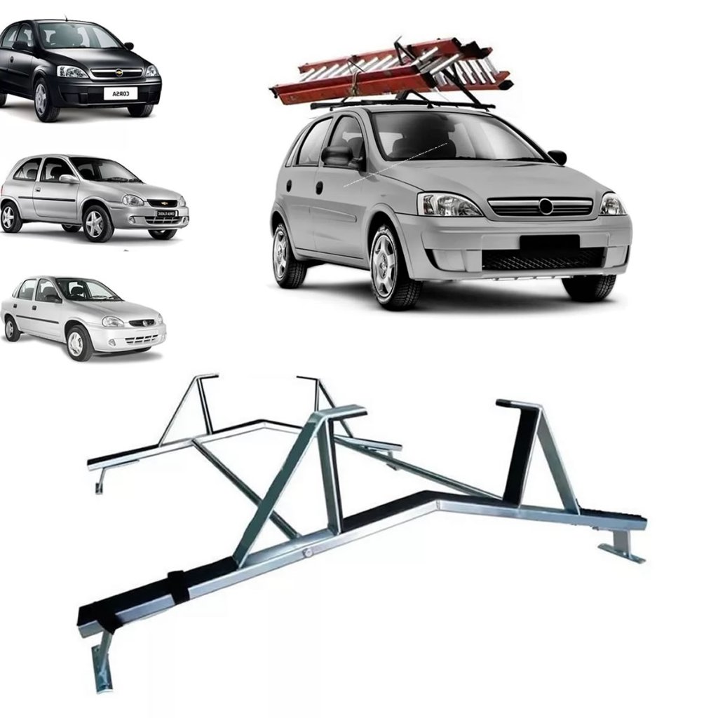 Rack Teto Suporte Porta Escadas Universal Corsa Ka Gol Uno Palio Fiesta Kwid
