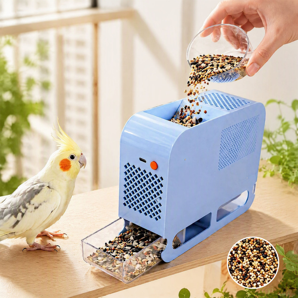 Bird Cage Feeding Accessories Automatic Electric Birdseed Shell Separator Machine – Millet Husk Remover for Parrots Co