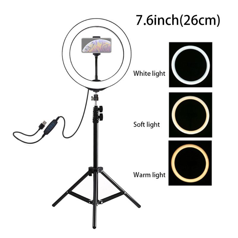 XI 7 6in LED Selfie Ring Lamp Com Tripé E Suporte Para Celular Vlog Ao Vivo