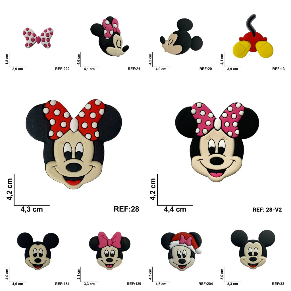 20 Apliques MICKEY E MINI Emborrachado para Laco, Tiaras, Sapatos e Artesanatos