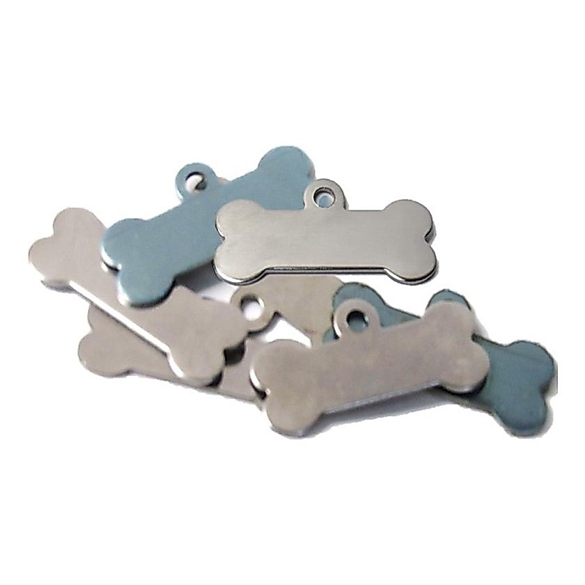 Mini Plaquinhas osso PET pingente de Identificação para caes em inox tamanho 1x3cm (sem gravação)