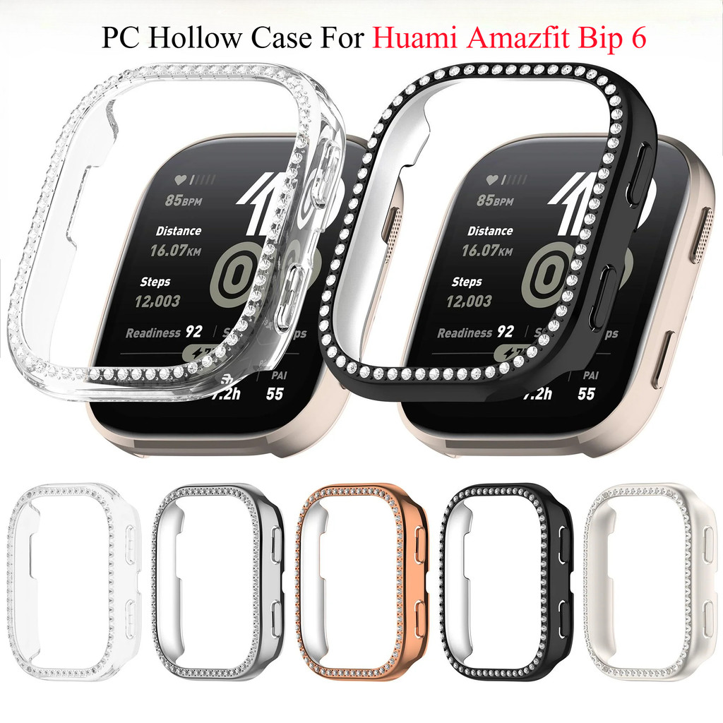 Bling PC Hollow Frame Case Para Huami Amazfit Bip 6 Hard shell Protetor Quadro Perfuração