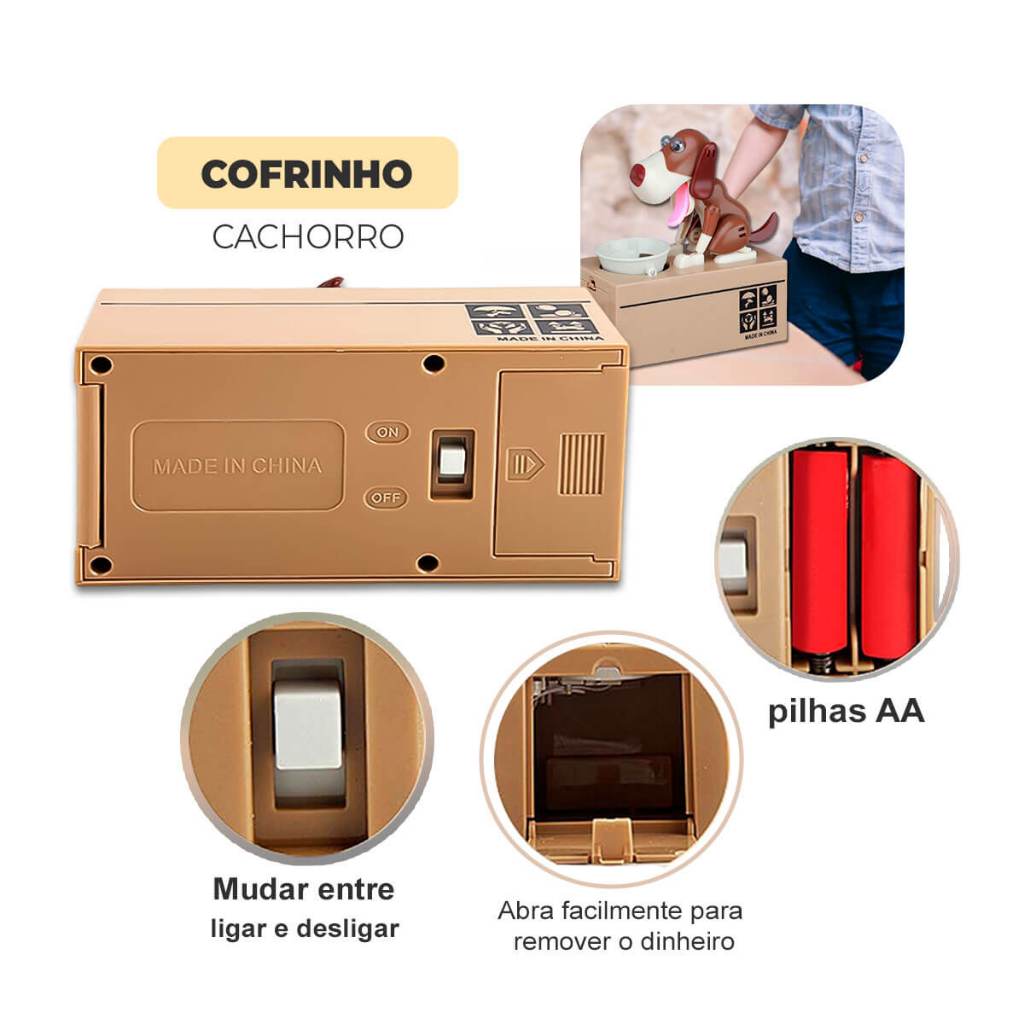 Cofrinho Eltronico Infantil Caozinho Lindo Come Moedas