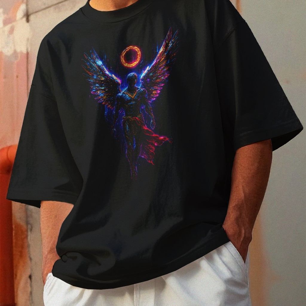 Camiseta Oversized Gola Alta Streetwear Algodão Estilo Urbano Treino Casual Preto Estamp Todas Ocasiões CYBERPUNK 27