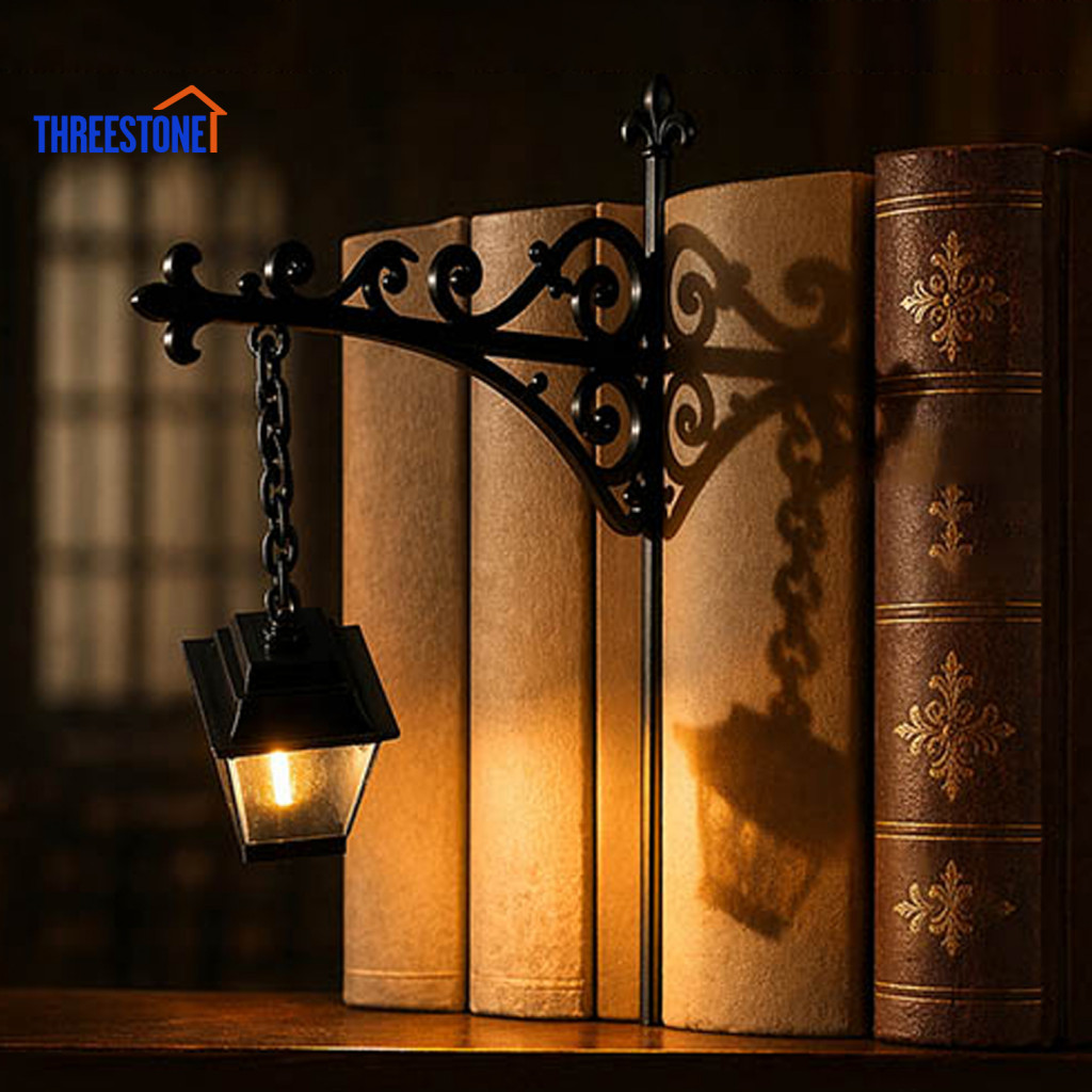 Bookshelf Lamp for Reading Retro Library Desk Light 3d Printed Ghost Warm Led Vintage Street Silhouette Decorative Book
