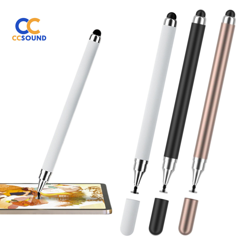Precision Writing Pen Universal Capacitive Stylus Dual Head 2-in-1 for Touchscreen Disc Silicone Tips High Sensitivity f