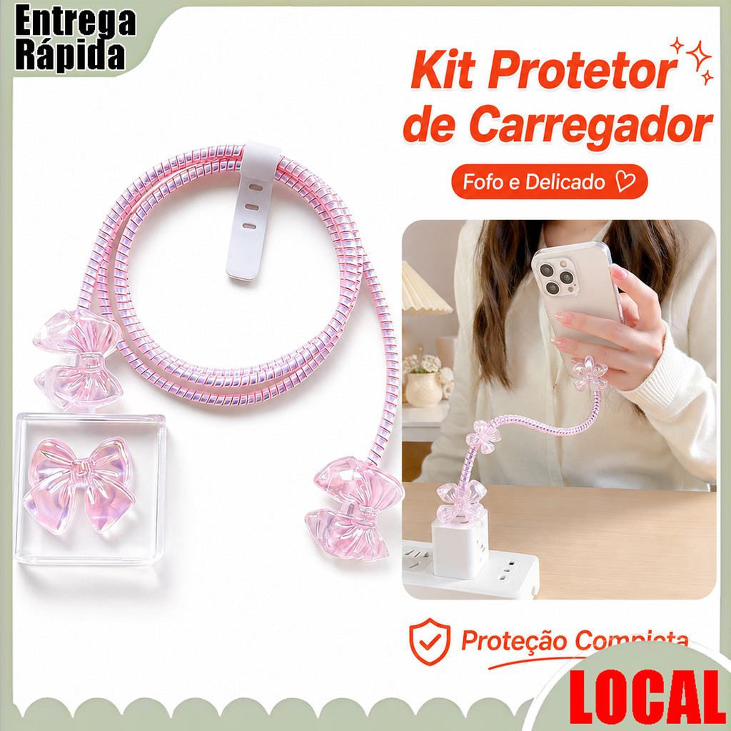 Carregador caso protetor do telefone móvel cabeça de carregamento cabo de dados Anti-dobrável caso de Silicone conjunto