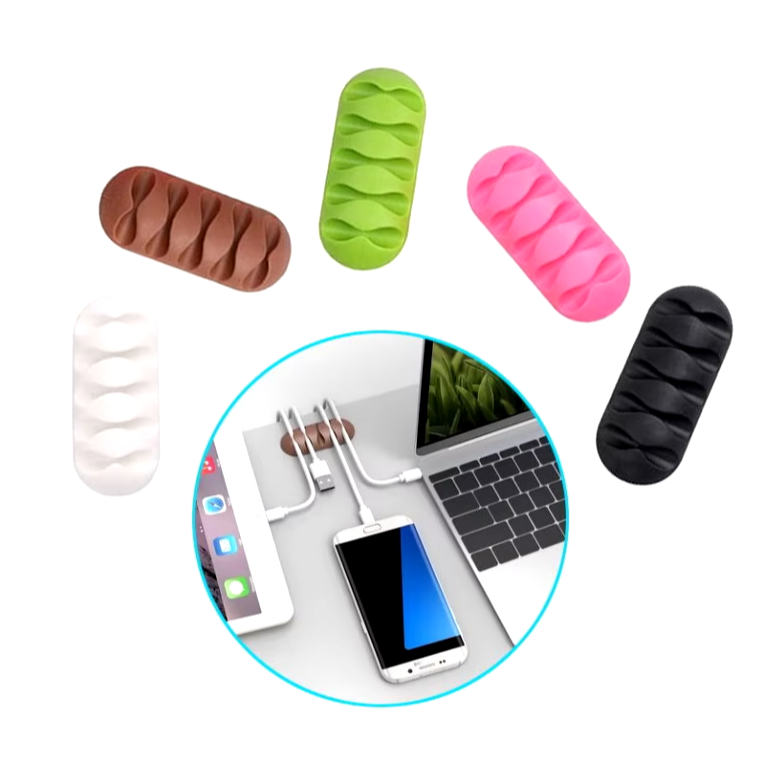 Organizador de Cabos, organizador de mesa adesivo de Silicone, 5 encaixes para escritorios marca OFC
