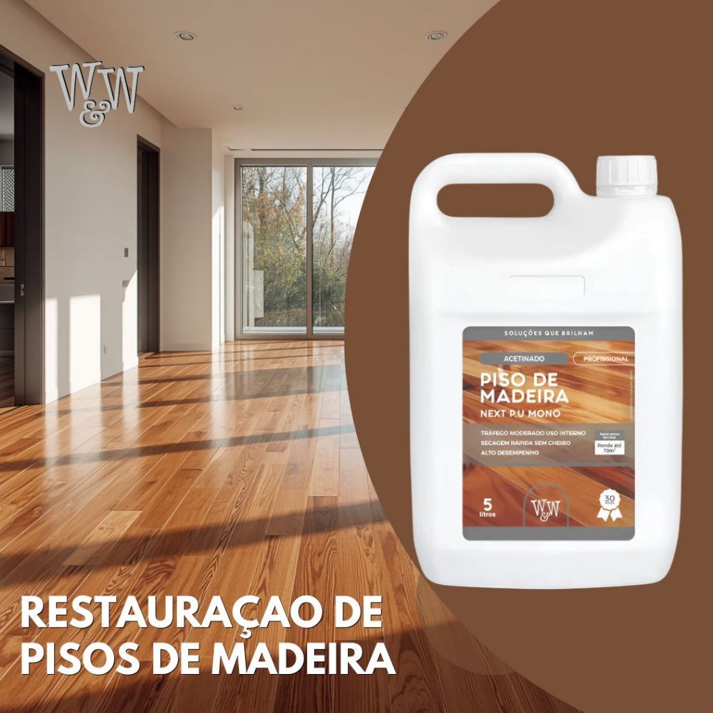 Verniz Monocomponente W&W Next Acetinado 5L Madeira