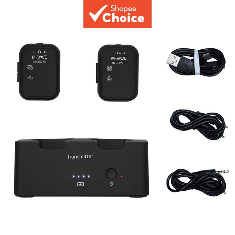 M-VAVE SWS12 2.4G Sistema De Áudio Para Monitor De Fone De Ouvido Sem Fio , Transmissor Recarregável 2 Receptores Com Bo