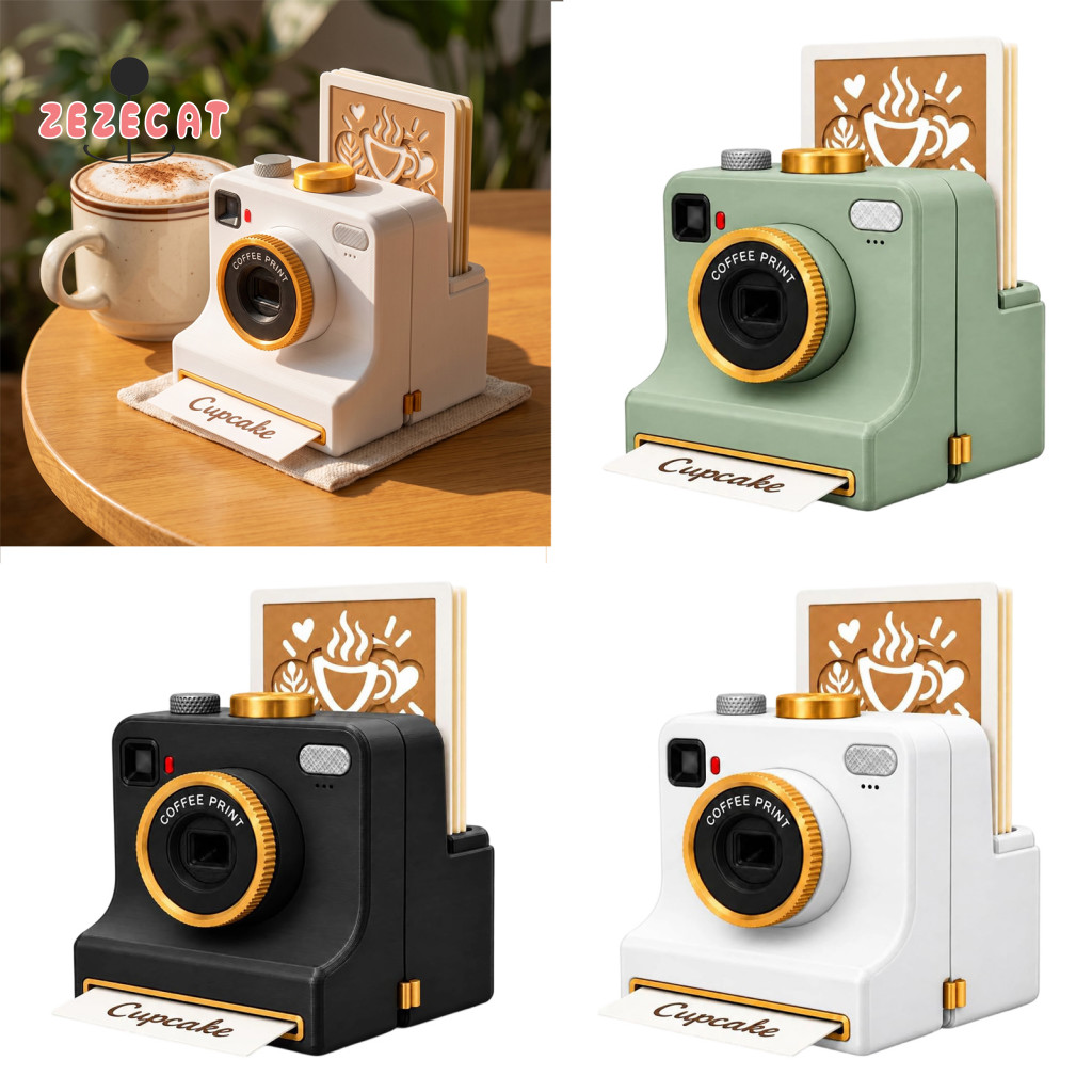 Espresso Decorating Gadget Latte Art Camera 3d Printed Printer with Template Cards – Coffee Powder Stencil Maker for C