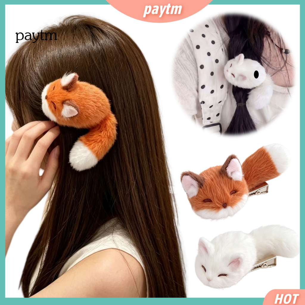 Non Slip Hair Claws for Thick Decorative Pins for Styling Plush Fox Clip for Women Girls – Cute Soft Furry Hairpin Sty