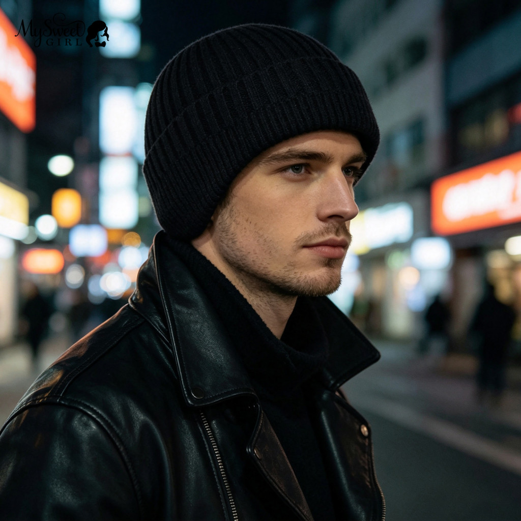 Stylish Winter Accessory for Down Jackets Knitted Hat for Men with Ear Flaps Soft Fleece Lined Thermal Cap Stretchy Warm