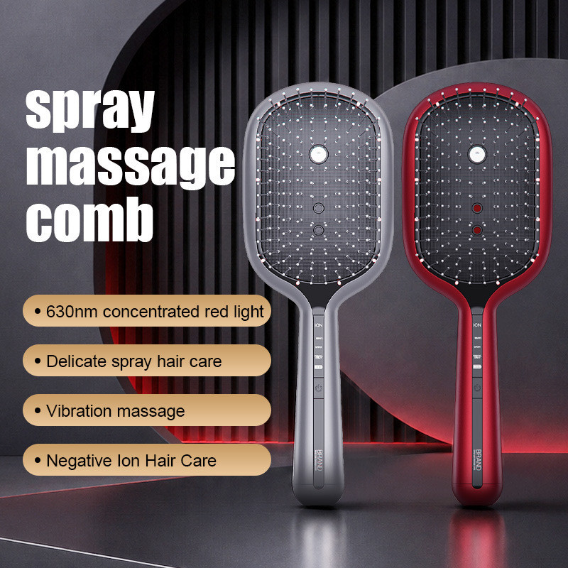 Transfronteiriço novo estilo íon negativo Spray de cuidados com o cabelo pente de massagem elétrico 630nm luz vermelha g