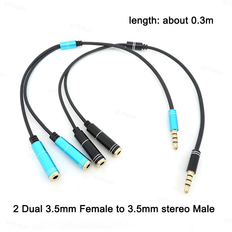 2 Duplo 3.5mm Macho Para 3.5mm Estéreo Fêmea AUX Áudio Y Divisor Cabo Fone De Ouvido Adaptador PC BR27B2