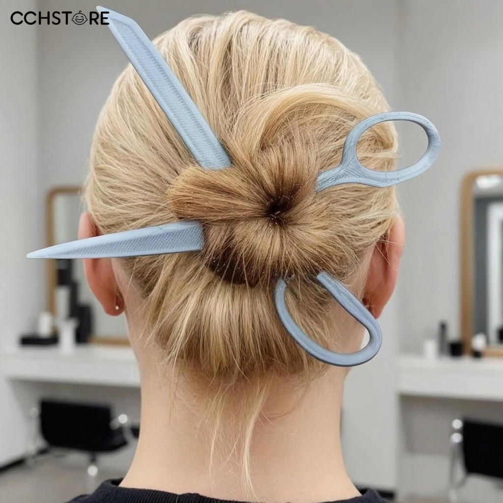 Scissors Hairpin 2pcs 3d Scissor Hair Clips for Women Girls Mini Plastic Sticks for Medium Thick Lazy Bun Half-tied Hair