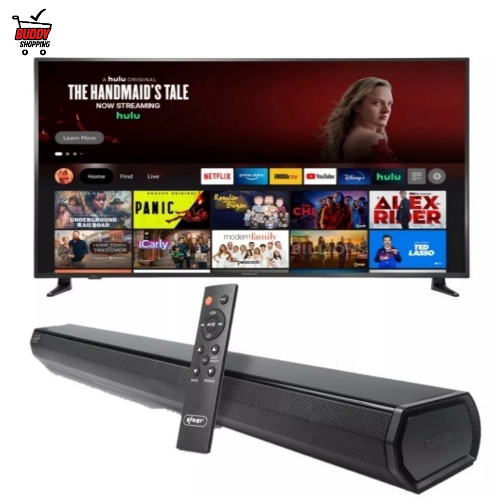 Caixa De Som Soundbar Knup 60W RMS Com Controle Entrada Óptica Suporte Parede