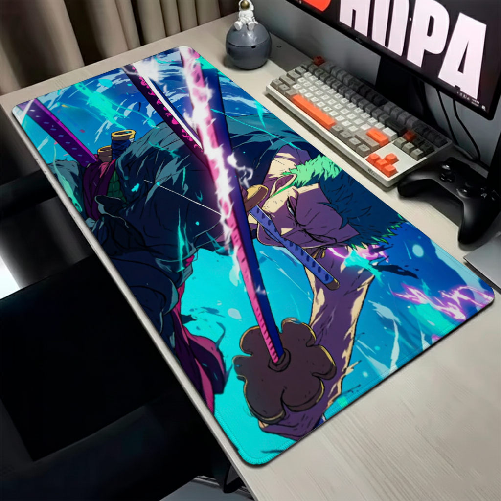 Mouse pad Speed Tapete Anime Pc Zoro Haki One Piece Modelos Gamer Tamanhos Variados Estampado C/ Borda Costurada Premium