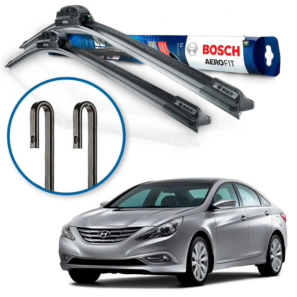 Par Palheta Limpador Parabrisa Aerofit Bosch Hyundai Sonata 2011 2012 2013 2014 Braço Gancho