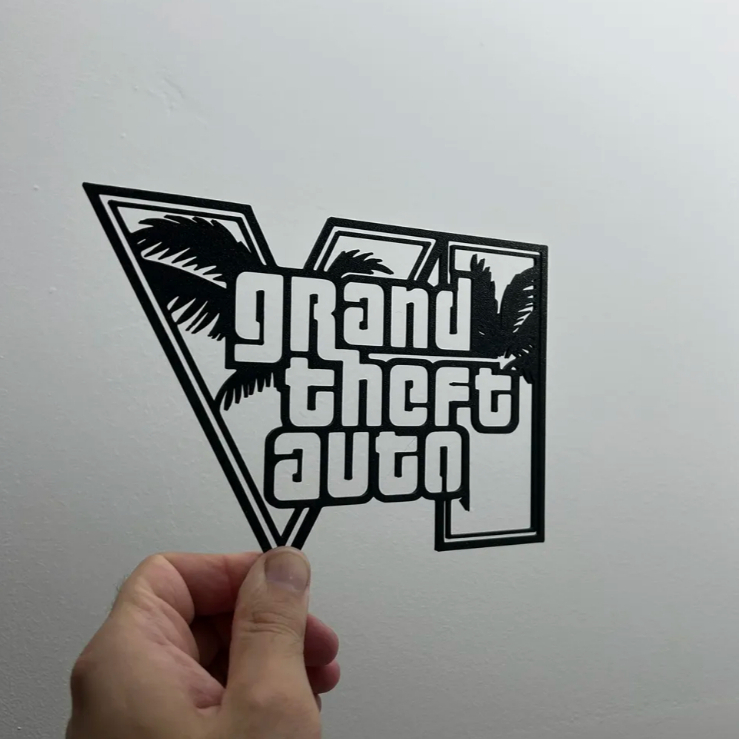 Logo GTA VI GTA 6 em 3D | Placa Decorativa Gamer | Decoração de Parede | Enfeite para Quarto, Setup e Game Room