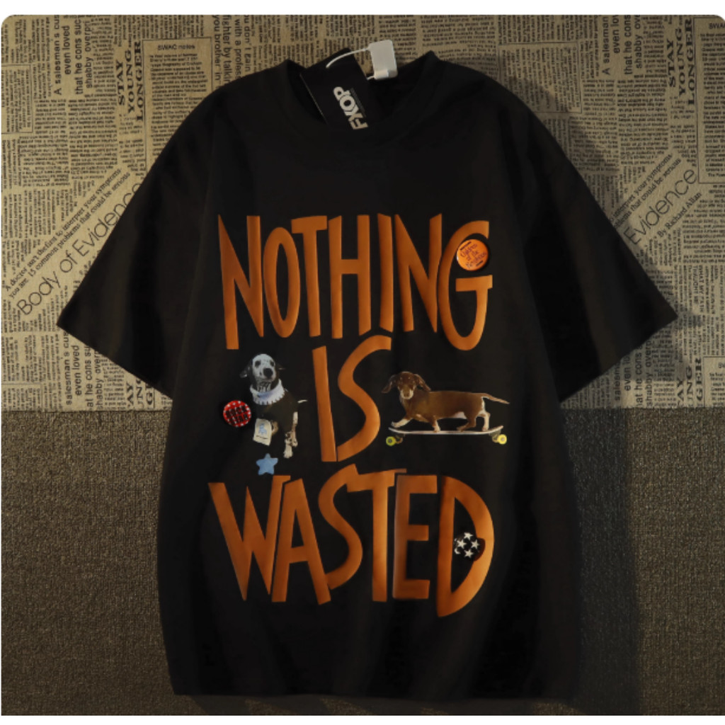 Camiseta Unissex De Algodão Puro Estilo Hip-hop Com Estampa Divertida De Um Cachorrinho E A Frase 