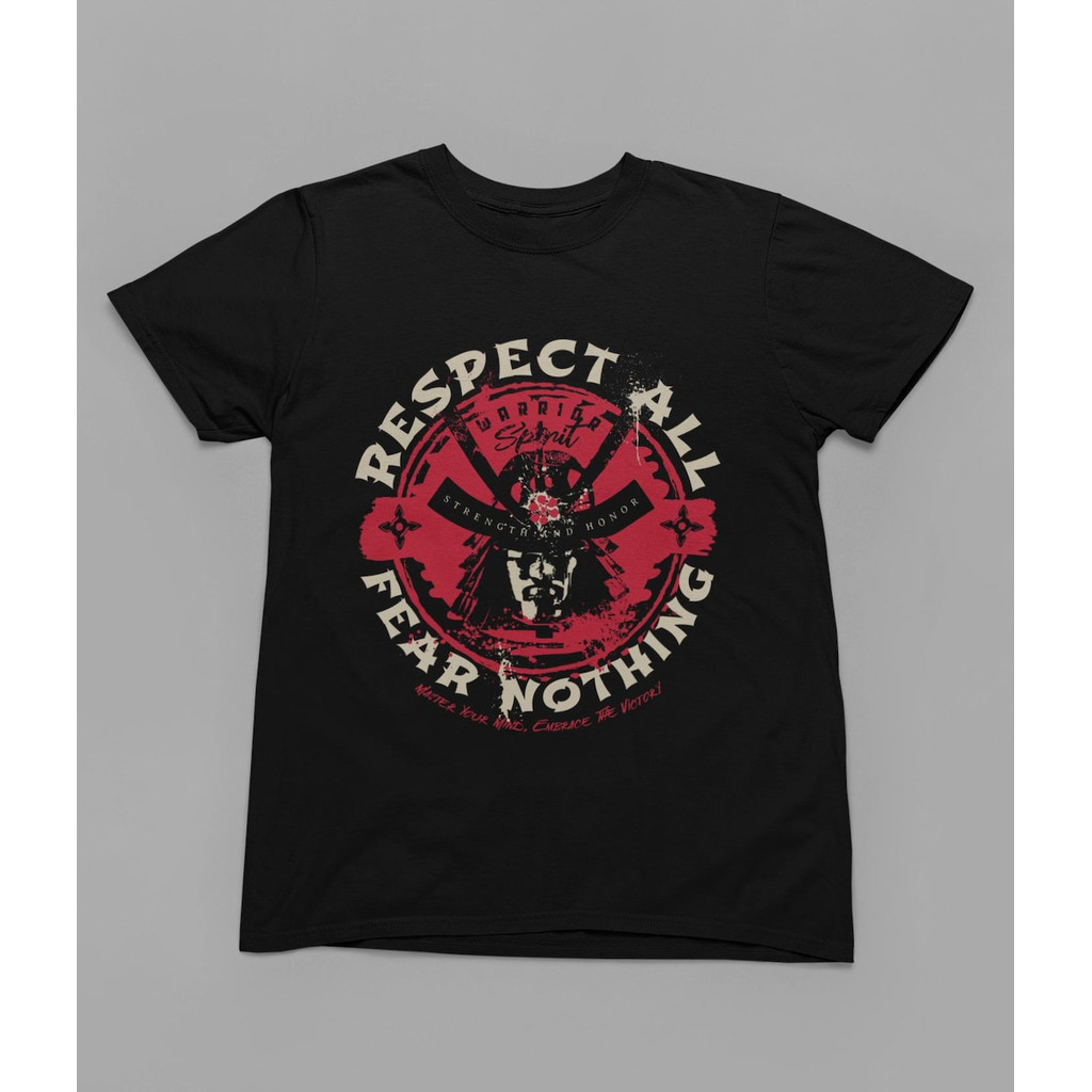Camiseta Masculina Feminina Samurai Respect All Fear Nothing Símbolo Guerreiro Estampa Retro Unissex Envio Imediato
