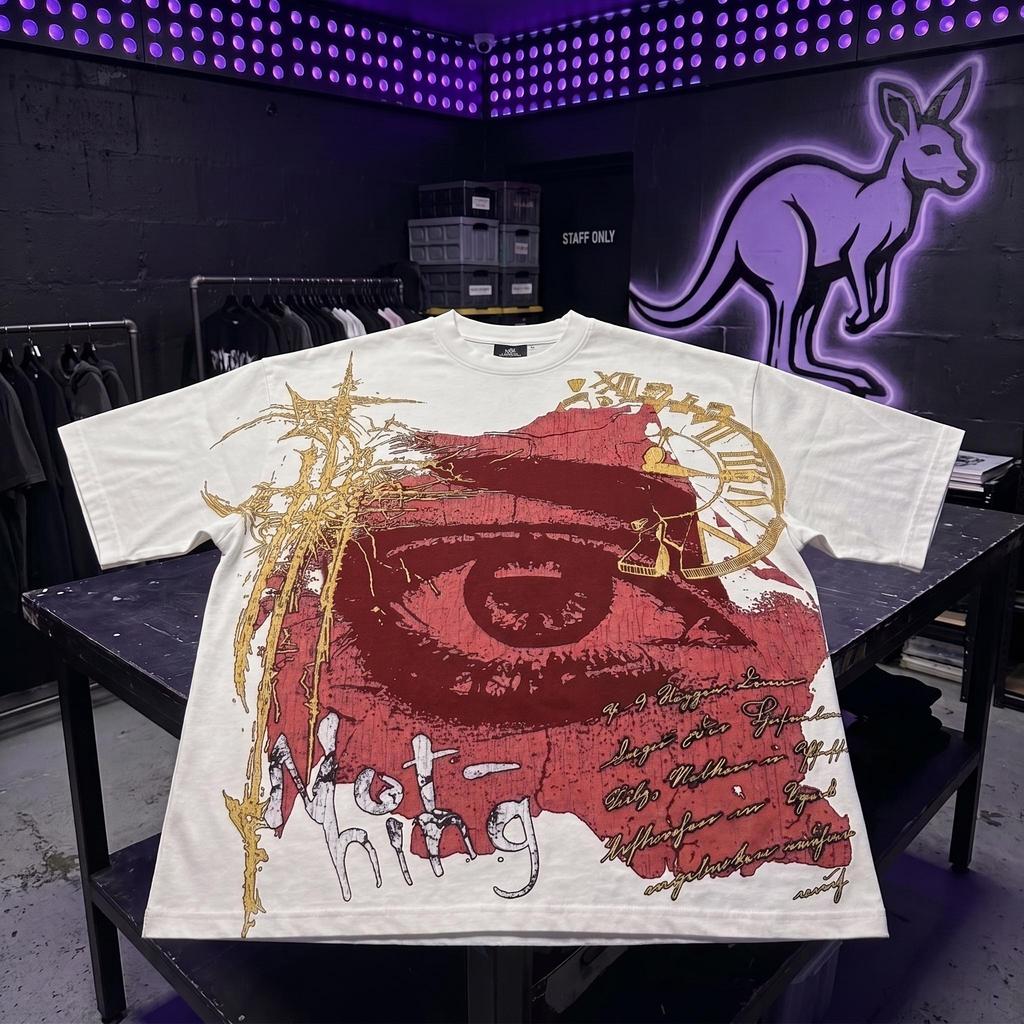 Camiseta Oversized Masculina e Feminina |Estampada em alta Qualidade NOTHING EYES | Perfeito para eventos street rua y2k