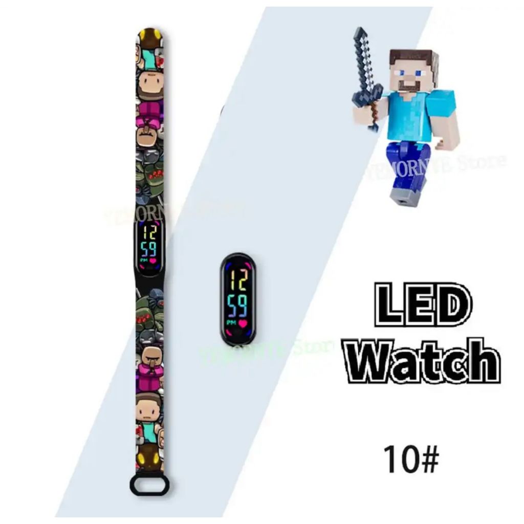 Relogio Minecraft - Infantil LED Digital  Jogo Virtual Criança Desenho Roblox