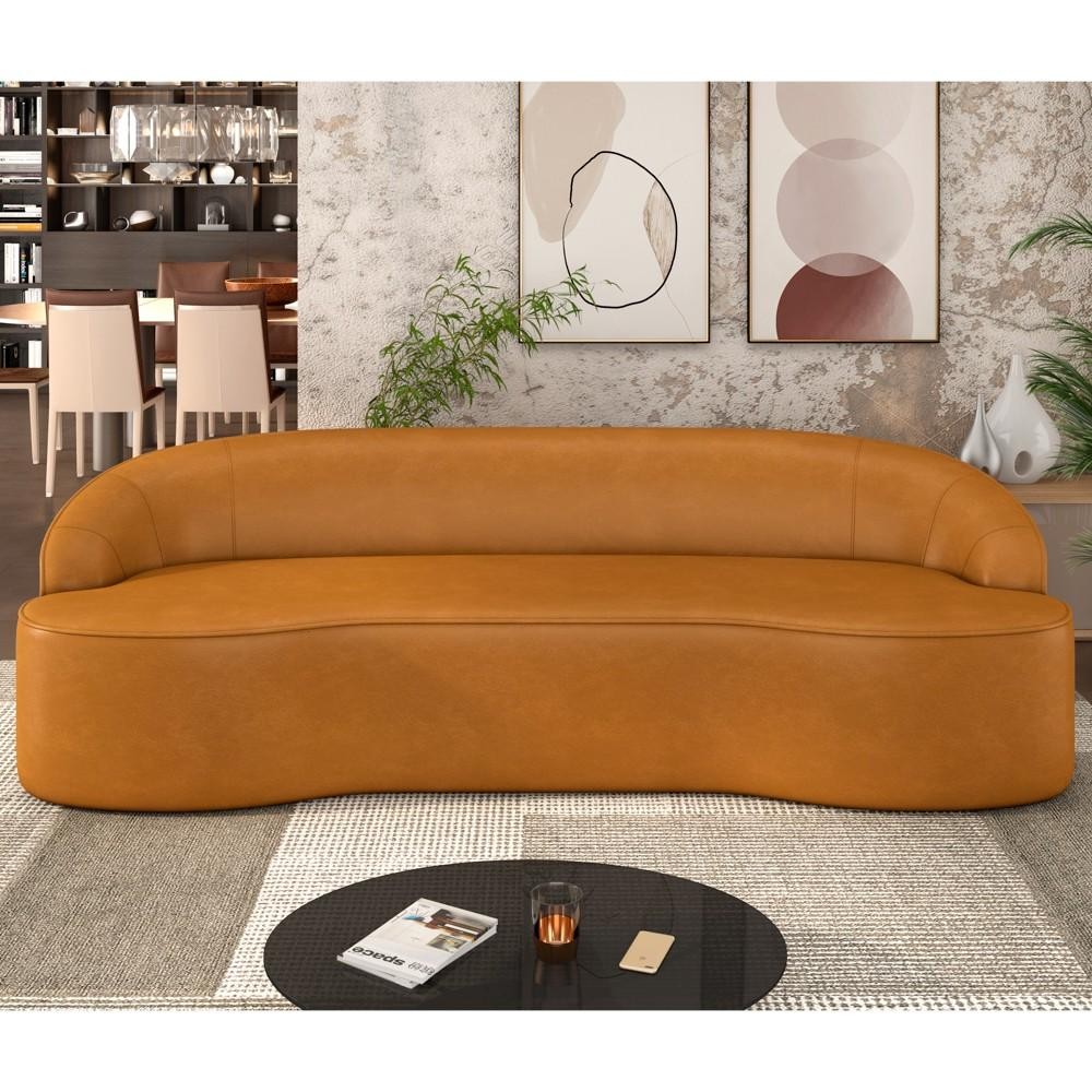 Sofá 5 Lugares para Sala de Estar Living 300cm Theo D06 Sintético Caramelo - Mpozenato