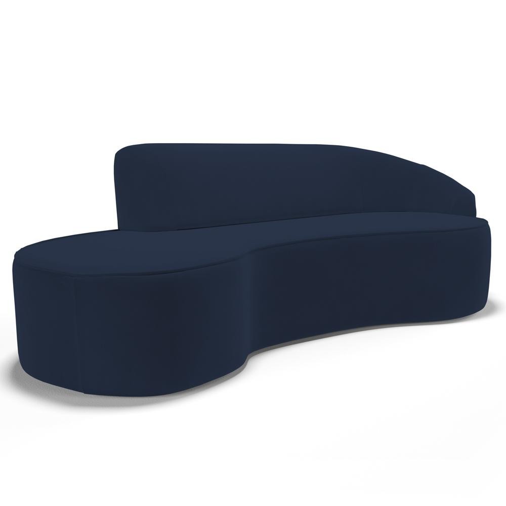 Sofá Living  4 Lugares 300cm Braço Direito Mozart D06 Veludo Azul - Mpozenato