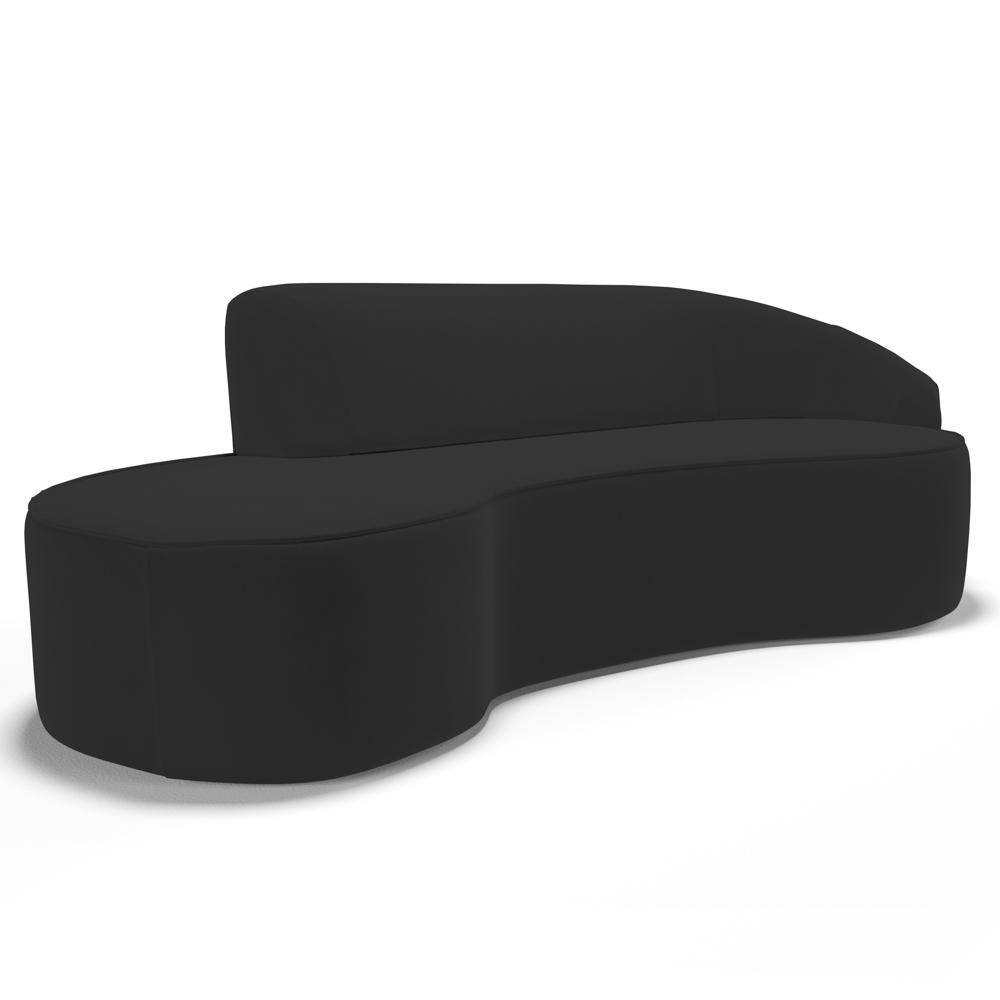 Sofá Living  4 Lugares 300cm Braço Direito Mozart D06 Veludo Preto - Mpozenato