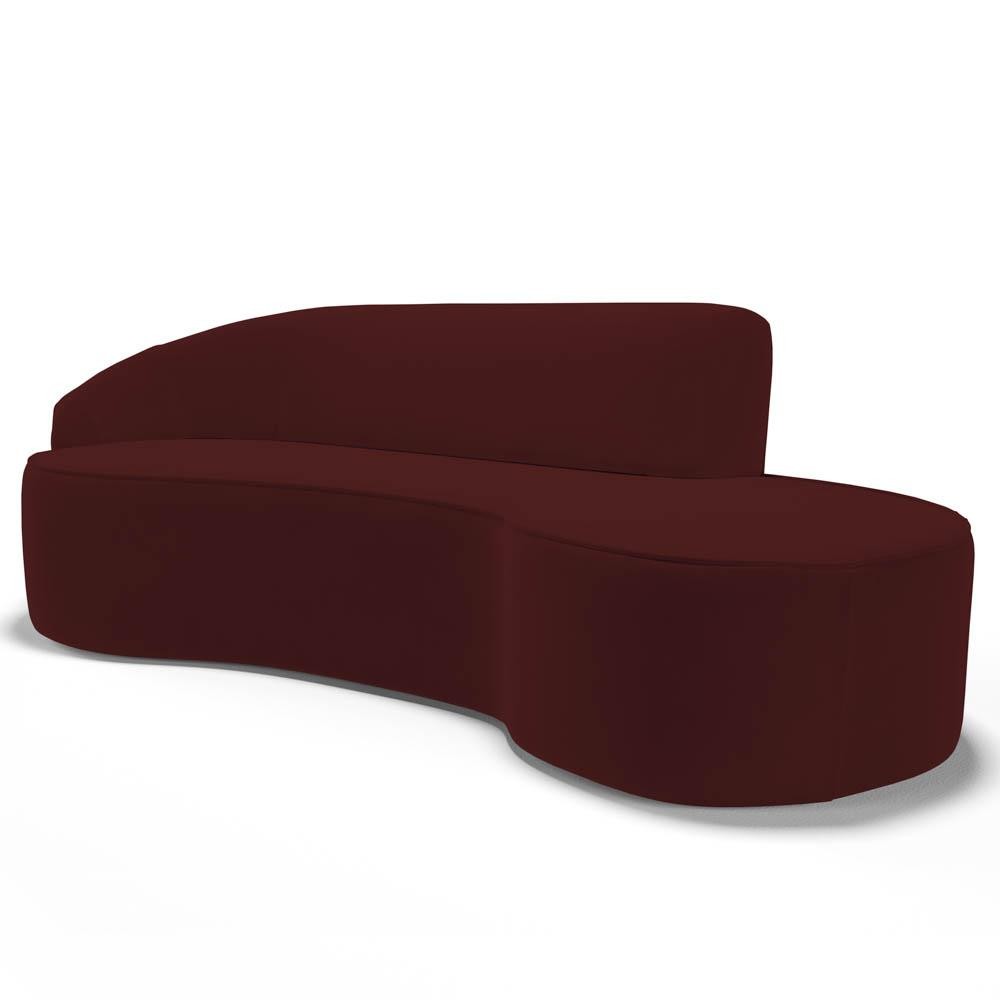 Sofá Living 4 Lugares 300cm Braço Esquerdo Mozart D06 Veludo Vermelho - Mpozenato