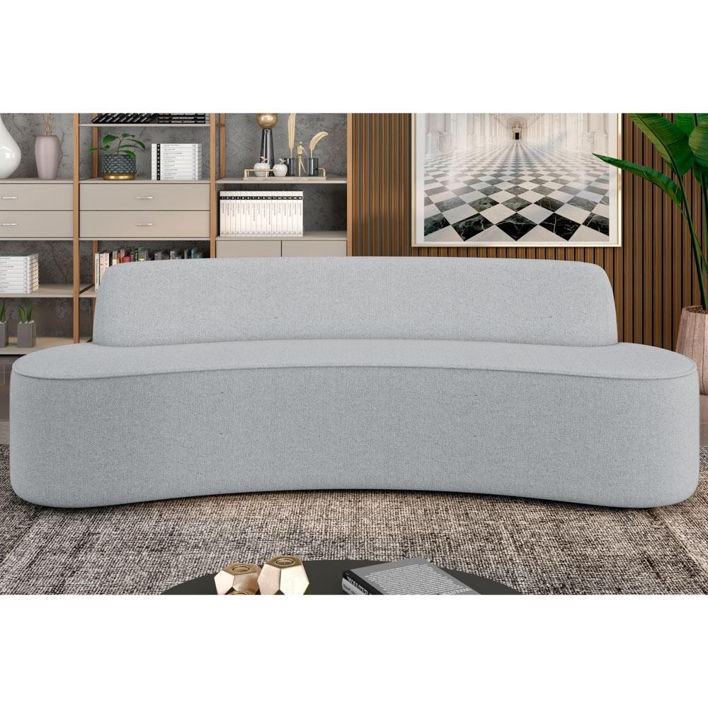 Sofá 5 Lugares para Sala de Estar Living 300cm Koane D06 Linho Cinza Claro - Mpozenato