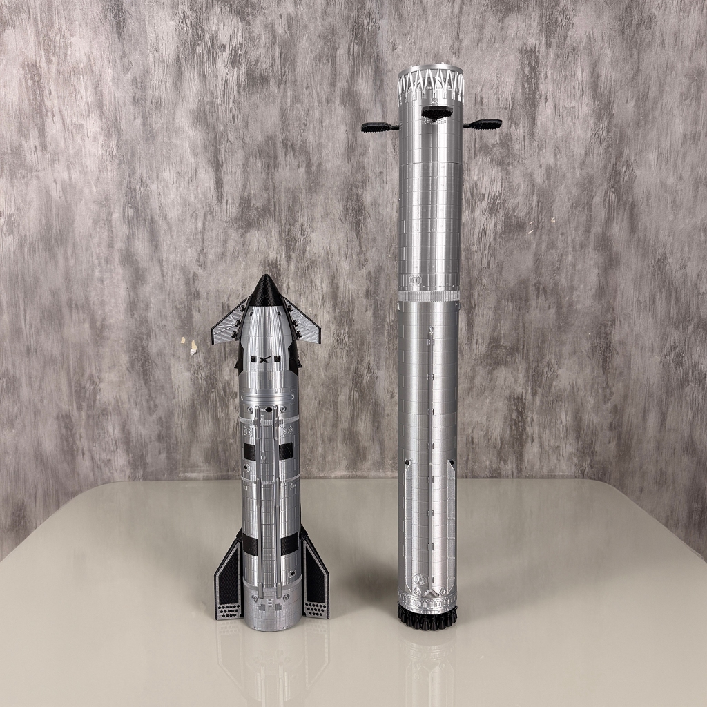 Miniatura SpaceX Starship S40 V3 + Super Heavy Booster 19 Escala 1:144