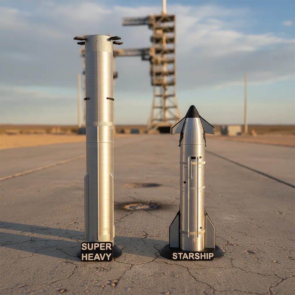 Miniatura Starship S24/B7 e Super Heavy SpaceX Modelo 1:200 Foguete Espacial