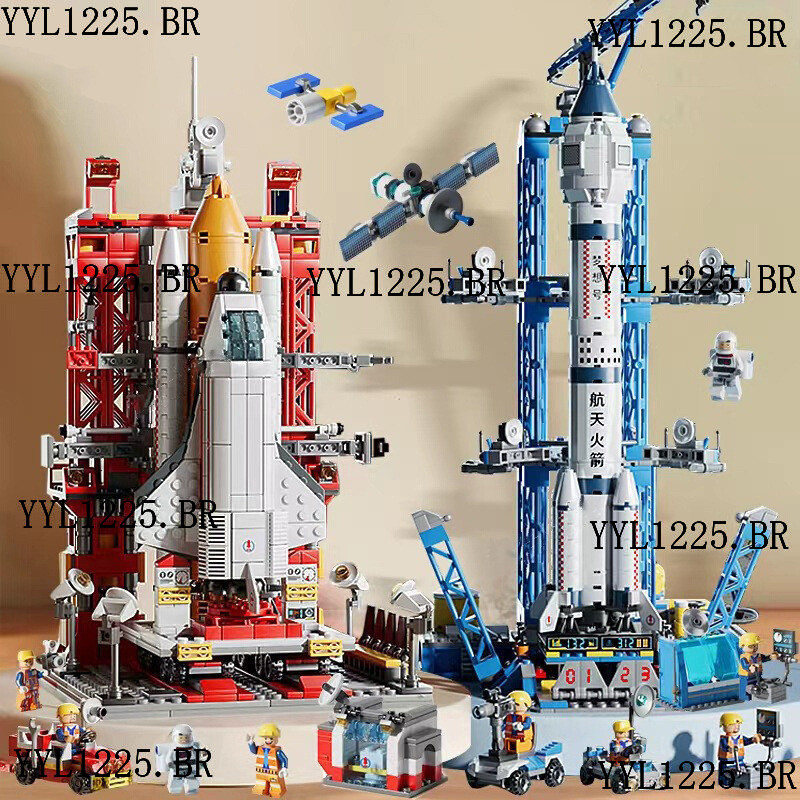 Lele Brothers Is Starship Falcon Rocket Dragon Nave Espacial Estação De Transporte Série Originalidada Brinquedo Blocos