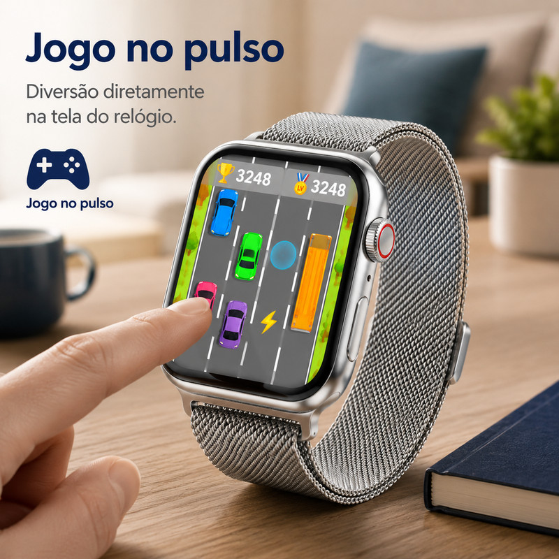 [OneEscolha] Smartwatch, suporta chamadas Bluetooth, notificações, controle de música e monitoramento do sono, vem com d