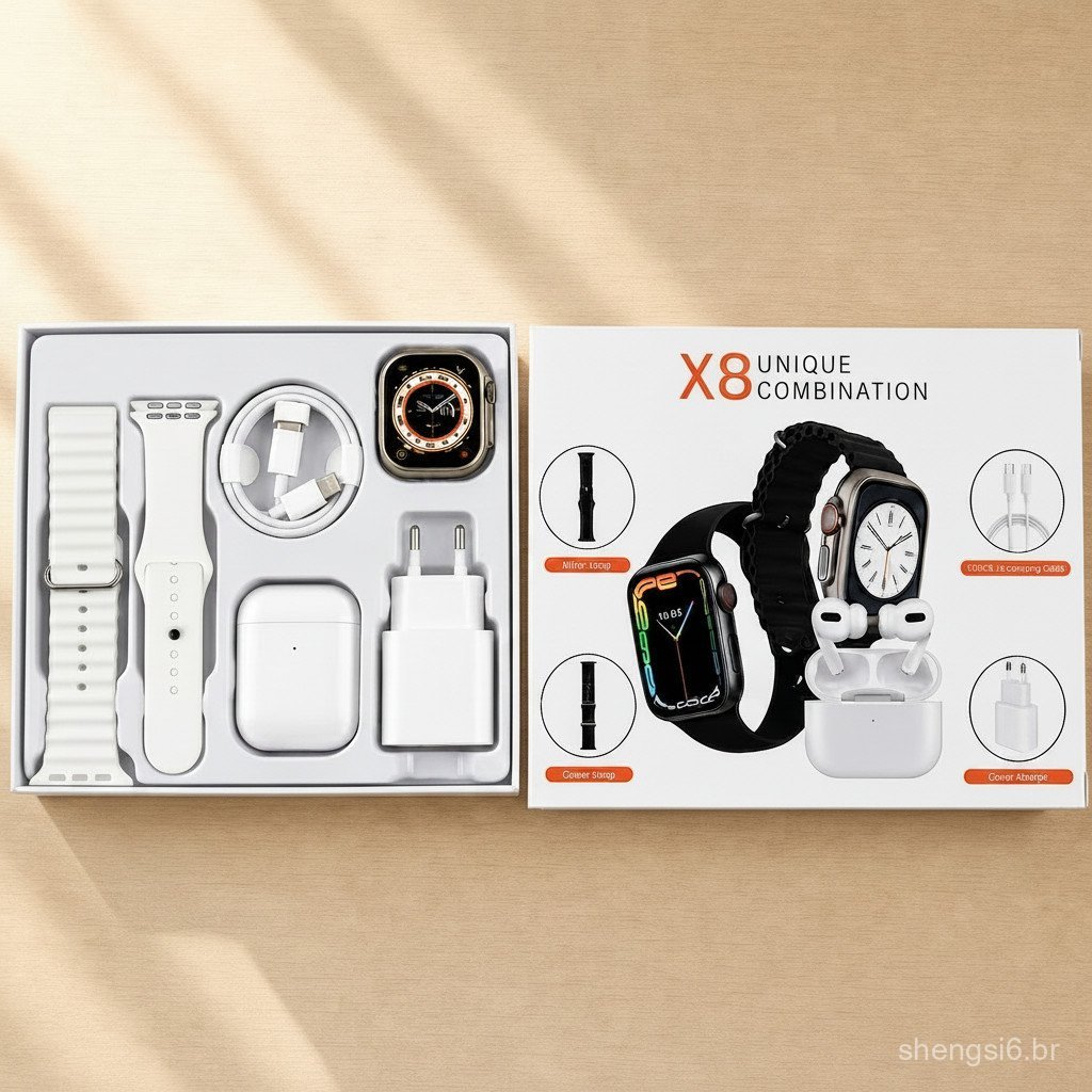 38mm/45mm/49mm Smartwatch E Conjunto De Fone De Ouvido Bluetooth Esportes Ao Ar Livre Chamada HD Tela Toque iOS & Androi