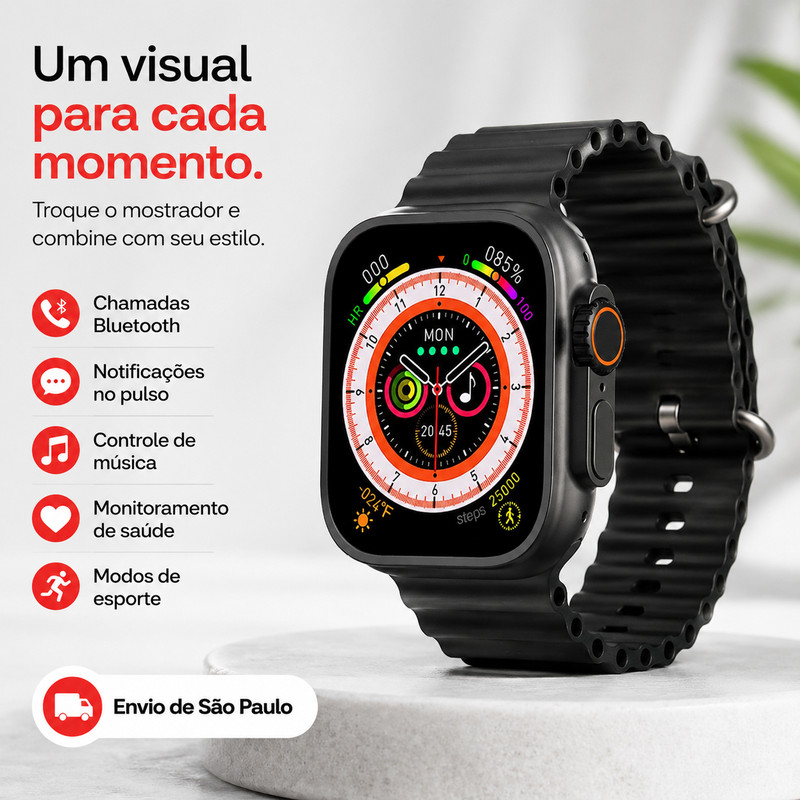 Envio de São Paulo: Novo smartwatch S17MINI 2026, pacote com 2 pulseiras, tela de toque HD, chamadas via Bluetooth
