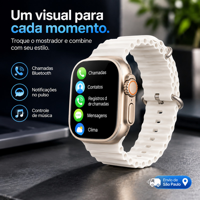 [OneEscolha] Kit opcional: Fones de Ouvido + Smartwatch em Kit, Multifuncional, Tela Tátil HD, Chamadas Bluetooth