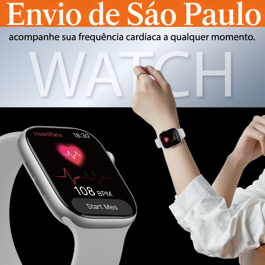 Relógio Inteligente Metro de passos Registro do sono Lembretes de saúde Smartwatch Chamada Bluetooth iOS e Android