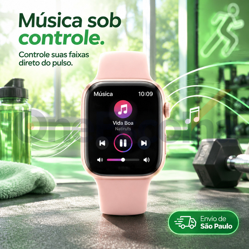 [OneEscolha] Opções: [7 Pulseiras+] Smartwatch em Kit, Carregamento sem fio, Design Refinado, Chamadas Bluetooth